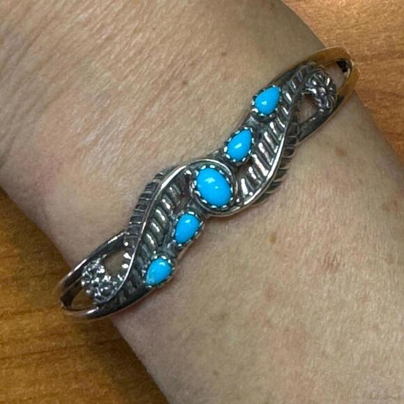 Carolyn Pollack Sterling Sleeping Beauty Turquoise Decorated Bracelet For Women - Picture 1 of 10